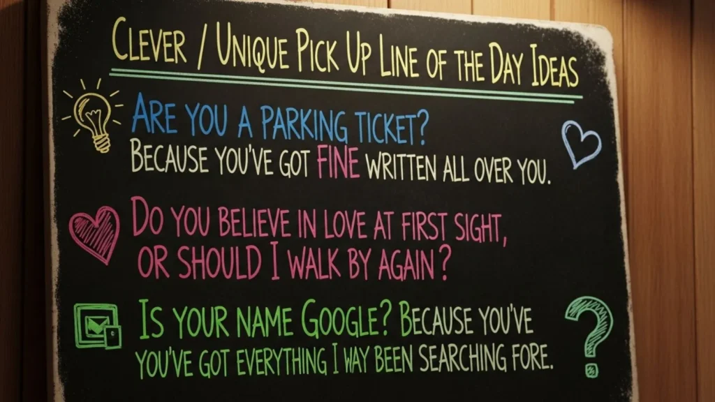Clever / Unique Pick Up Line of the Day Ideas